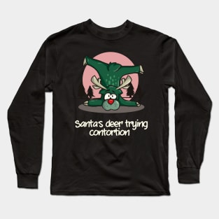 Contortionist T-Shirt Santas Deer Rudolph Exercise Christmas Long Sleeve T-Shirt